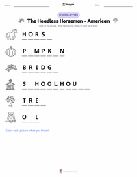 The Headless Horseman - American printable worksheet preview