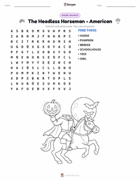 The Headless Horseman - American printable worksheet preview