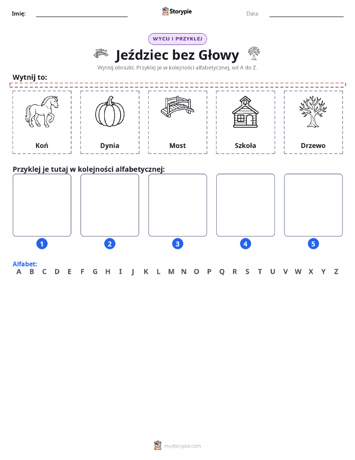 Wytnij i Wklej Alfabet