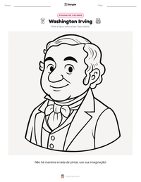Prévia da folha de atividades imprimível Washington Irving