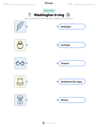 Vista previa de la hoja de trabajo imprimible de Washington Irving