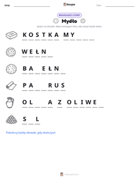 Podgląd drukowalnego arkusza ćwiczeń Mydło