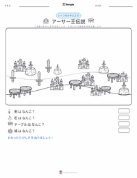 アーサー王伝説 - 英語 の印刷可能ワークシートプレビュー