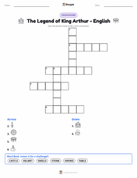 The Legend of King Arthur - English printable worksheet preview