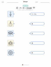 アーサー王伝説 - 英語 の子供向け印刷可能ワークシート