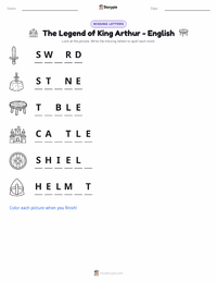 The Legend of King Arthur - English printable worksheet preview
