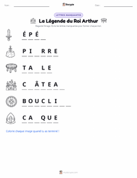 Aperçu de la feuille de travail imprimable La Légende du Roi Arthur - Français