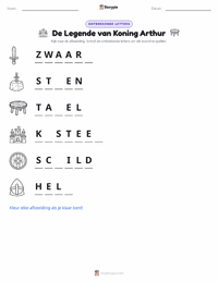 De Legende van Koning Arthur - Nederlands afdrukbare werkblad voorbeeld