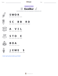 Excalibur printable worksheet preview