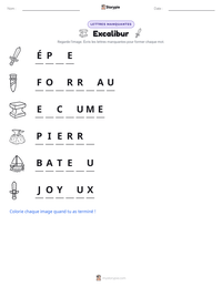 Aperçu de la feuille de travail imprimable Excalibur