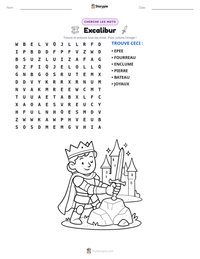 Aperçu de la feuille de travail imprimable Excalibur