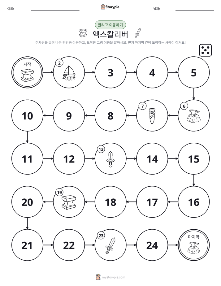 주사위 굴리고 이동하기 게임