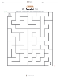 Aperçu de la feuille de travail imprimable Camelot