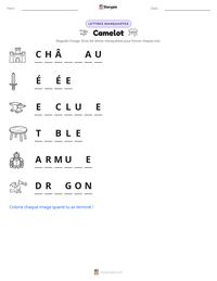 Aperçu de la feuille de travail imprimable Camelot