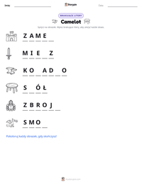 Podgląd drukowalnego arkusza ćwiczeń Camelot
