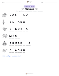 Prévia da folha de atividades imprimível Camelot