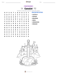 Prévia da folha de atividades imprimível Camelot
