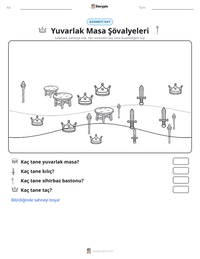 Yuvarlak Masa Şövalyeleri yazdırılabilir çalışma sayfası önizlemesi