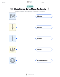 Vista previa de la hoja de trabajo imprimible de Caballeros de la Mesa Redonda