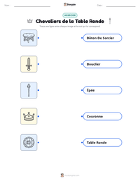 Aperçu de la feuille de travail imprimable Chevaliers de la Table Ronde