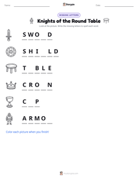 Knights of the Round Table printable worksheet preview