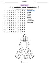 Aperçu de la feuille de travail imprimable Chevaliers de la Table Ronde