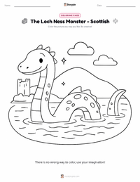 The Loch Ness Monster - Scottish coloring page for kids