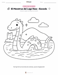 Página para colorear de El Monstruo del Lago Ness - Escocés para niños