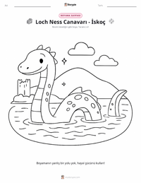 Loch Ness Canavarı - İskoç çocuklar için boyama sayfası