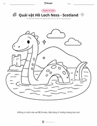 Trang tô màu Quái vật hồ Loch Ness - Scotland cho trẻ em