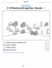 Vista previa de la hoja de trabajo imprimible de El Monstruo del Lago Ness - Escocés