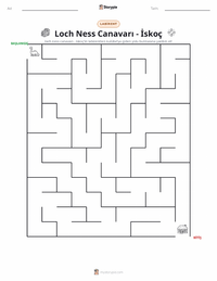Loch Ness Canavarı - İskoç yazdırılabilir çalışma sayfası önizlemesi