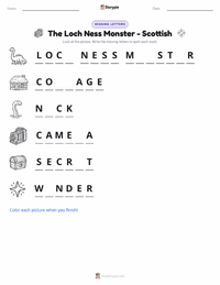 The Loch Ness Monster - Scottish printable worksheet preview