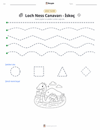 Loch Ness Canavarı - İskoç yazdırılabilir çalışma sayfası önizlemesi