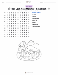 Das Ungeheuer von Loch Ness - Schottisch druckbare Arbeitsblatt Vorschau