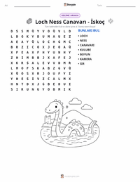 Loch Ness Canavarı - İskoç yazdırılabilir çalışma sayfası önizlemesi
