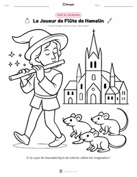 Page de coloriage Le Joueur de flûte de Hamelin - Allemand pour les enfants