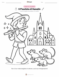Pagina da colorare di Il Pifferaio Magico di Hamelin - Tedesco per bambini