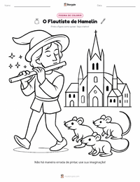 Página de colorir O Flautista de Hamelin - Alemão para crianças