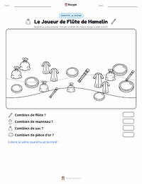 Aperçu de la feuille de travail imprimable Le Joueur de flûte de Hamelin - Allemand