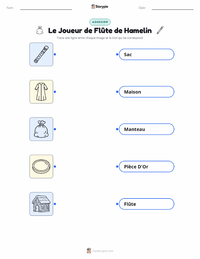 Feuille de travail imprimable Le Joueur de flûte de Hamelin - Allemand pour les enfants