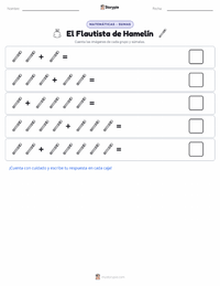Vista previa de la hoja de trabajo imprimible de El flautista de Hamelín - Alemán