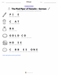 The Pied Piper of Hamelin - German printable worksheet preview
