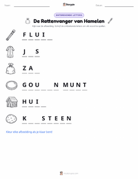De Rattenvanger van Hamelen - Duits afdrukbare werkblad voorbeeld