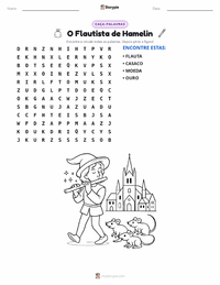 Prévia da folha de atividades imprimível O Flautista de Hamelin - Alemão