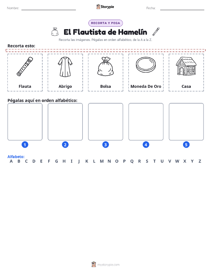 Cortar y Pegar el Alfabeto