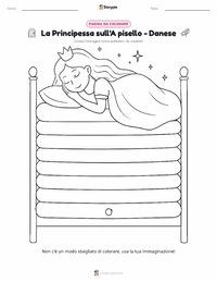 Pagina da colorare di La principessa sul pisello - Danese per bambini