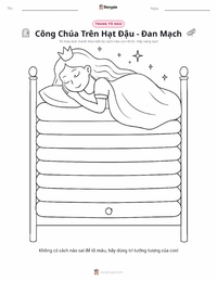 Trang tô màu Nàng công chúa và hạt đậu - Đan Mạch cho trẻ em