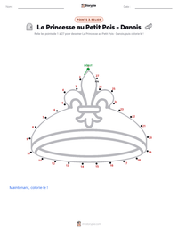 Aperçu de la feuille de travail imprimable La Princesse au petit pois - Danois