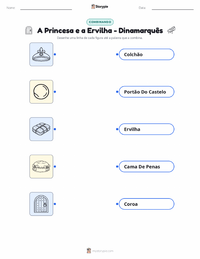 Folha de atividades imprimível A Princesa e a Ervilha - Dinamarquês para crianças